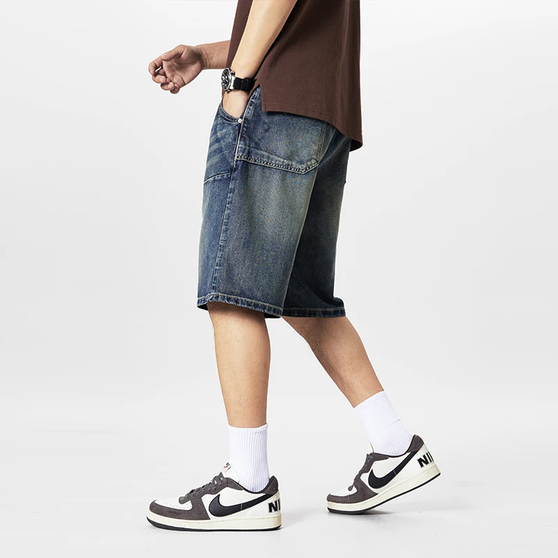 

XY9931 Summer new denim shorts men's loose straight leg Elastic waist drawstring summer thin ice silk casual fashion versatile