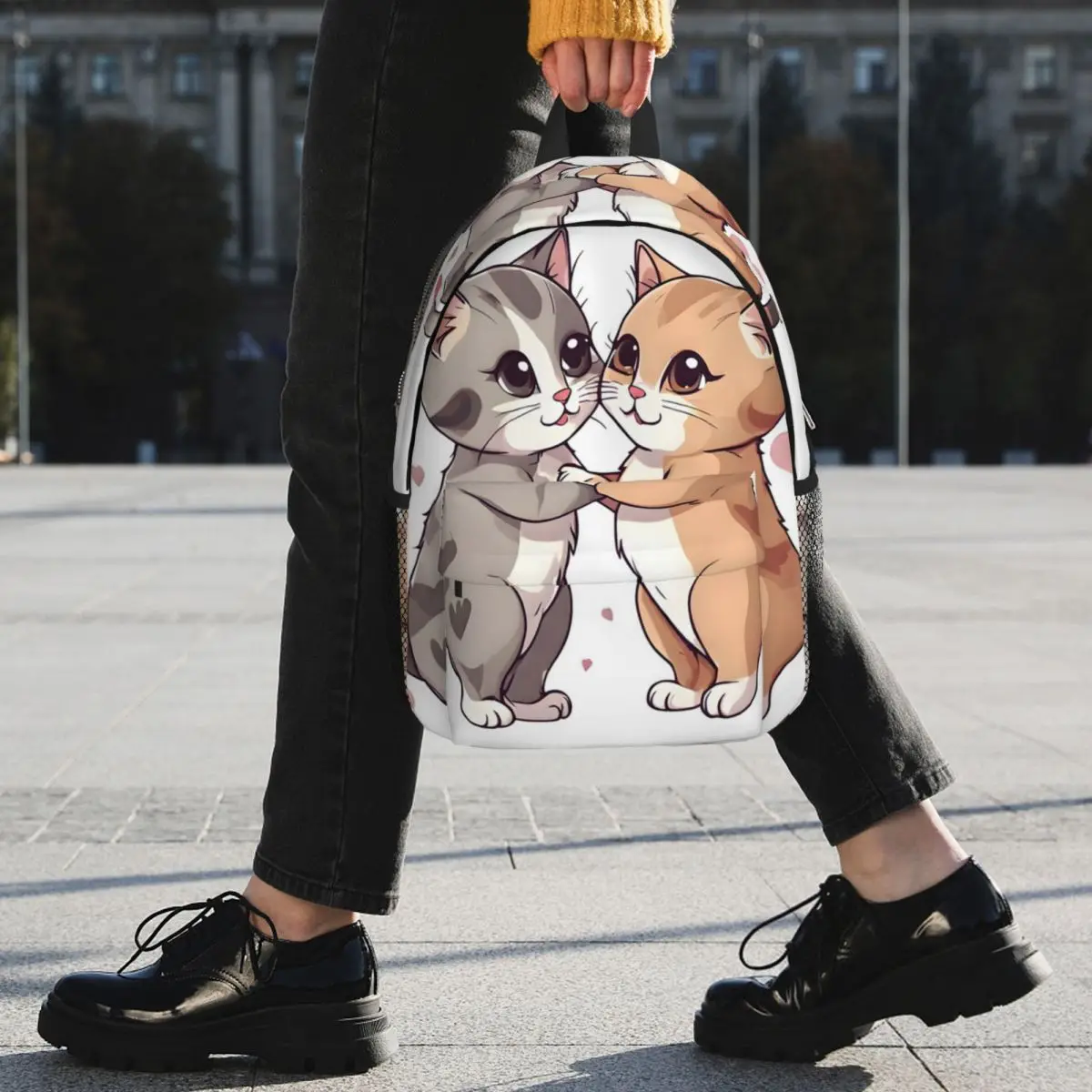 Ginger Tabby And Grey British Kitten Cat Hug Backpack Student BookBag Kids School Bag Laptop Shoulder Bags for Boys Girls