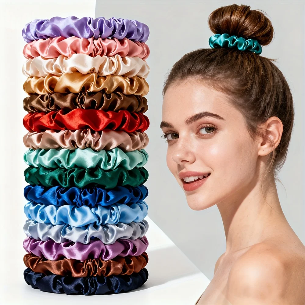 50 قطعة Scrunchies مجموعة النساء الفتيات متعدد الألوان الحرير العلاقات الشعر إكسسوارات الشعر الأنيقة ارتداء اليومي حفل زفاف