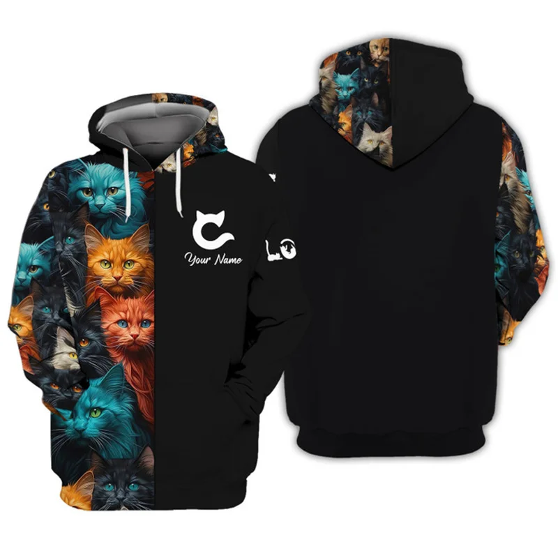 Cute cat 3D Printing Hoodie For Men Scottish Fold Pattern Hooded Fashion Casual Women Pullover Streetwear Bluza z długim rękawem