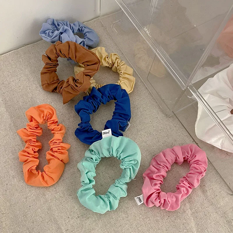 Dopamine Colored Wrinkle Scrunchie Headdress for Women Girls 2024 Summer Korean Simple Cotton Hair Band Hair Accessories