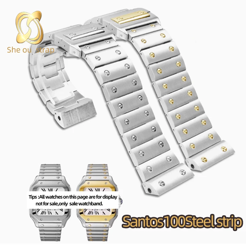 20mm 23mm Men Women Stainless Steel Watch Band For Cartier Santos 100 W20073X8 W20106X8 W20126X8 Bracelet Metal Watch Chain