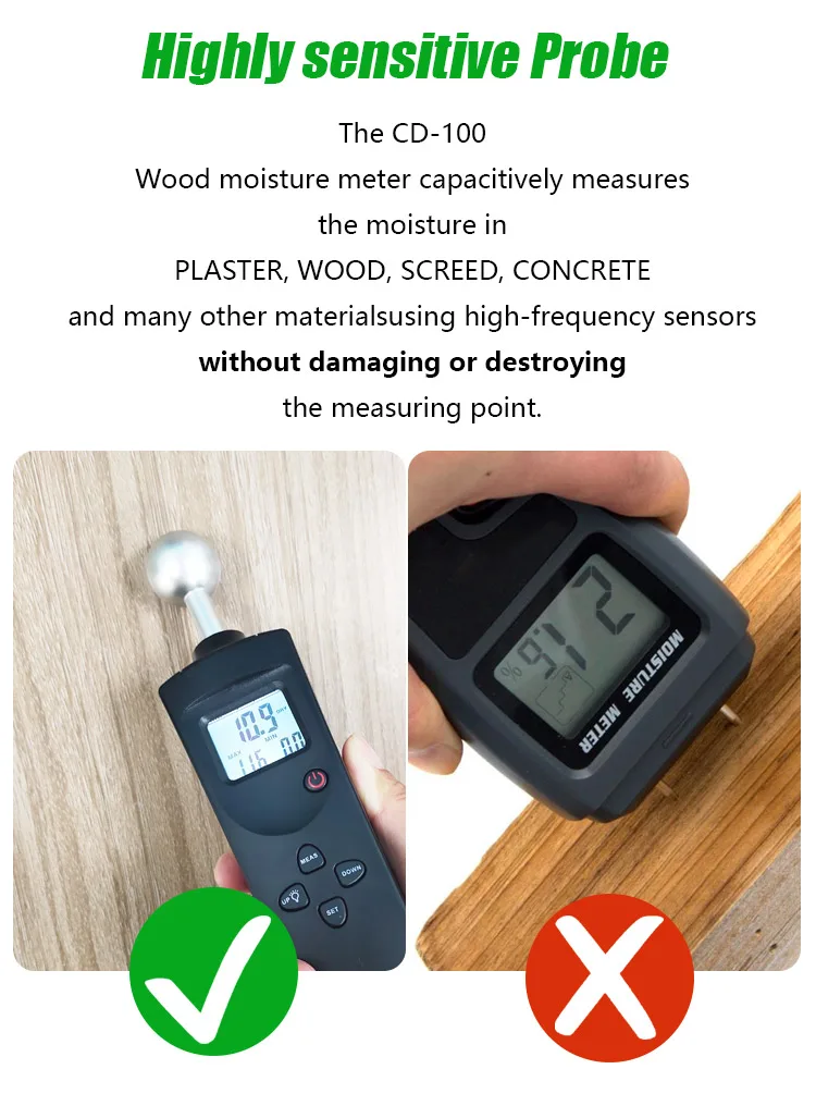 Handheld Digital Moisture Meter for Grains Wood Concrete High Precision Professional Portable Humidity Tester Measurement