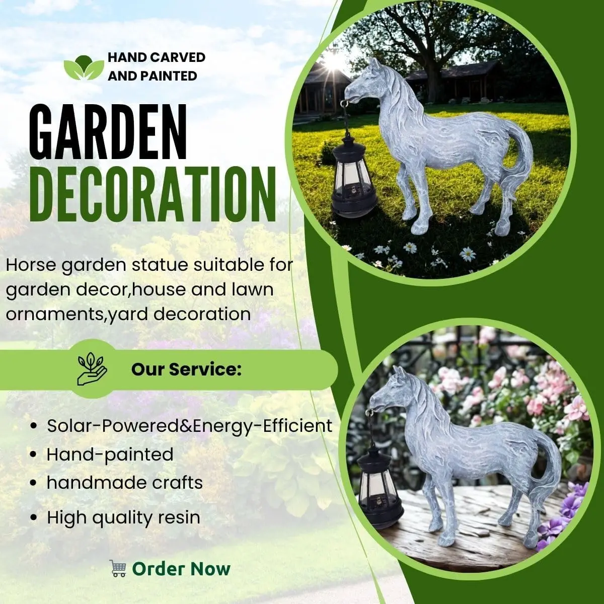 Statua da giardino per cavalli con lanterna solare, statuette di cavalli da giardino per esterni, decorazioni per la casa, patio, cortile, prato, regali per la mamma