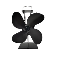 For Wood/Log Burner/Fireplace Wood Stove Fan Small Designed 4 Blades Heat Powered Fireplace Fans Black TP2004-4