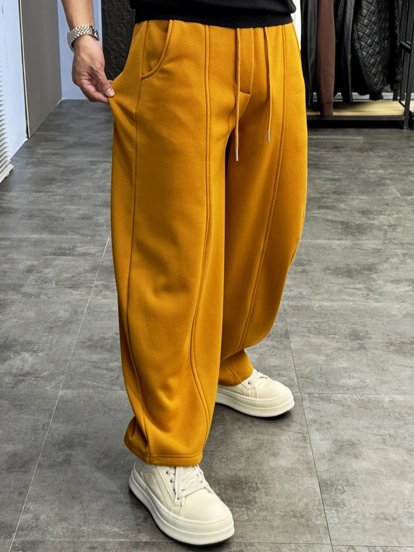 

Мужские повседневные прямые брюки Thiened Fce на подкладке, теплые свободные зимние брюки необычного цвета от Pampa&