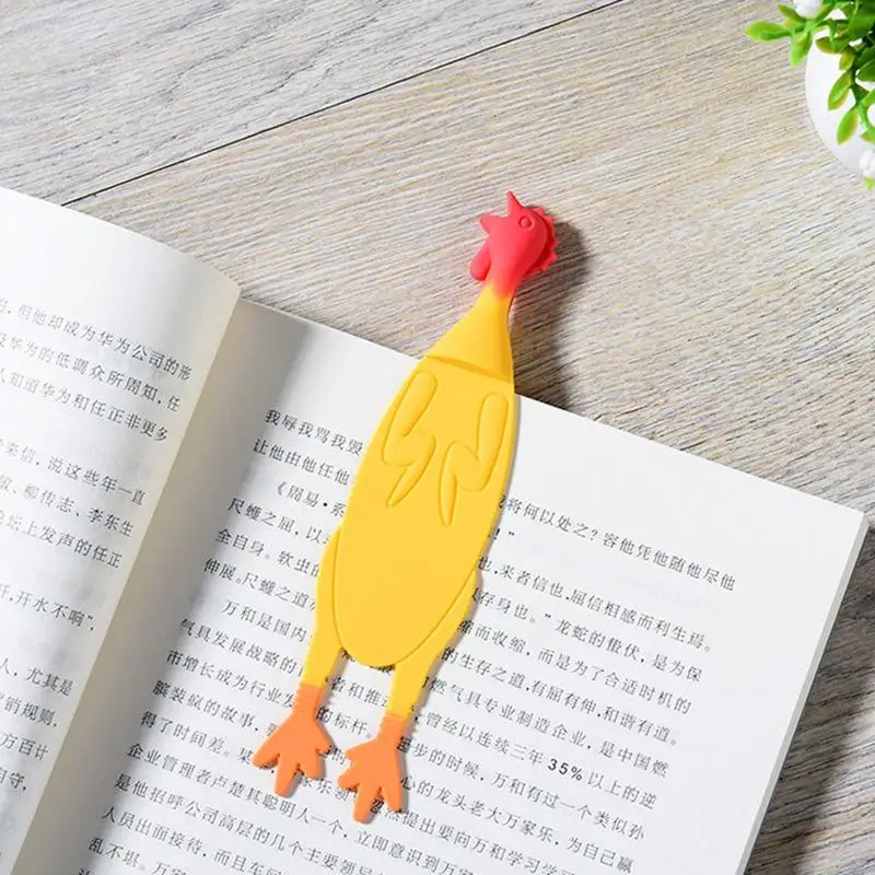 1 buah penanda buku ayam silikon kreatif lucu ayam berteriak halaman buku penanda halaman pembagi perlengkapan sekolah alat tulis kantor