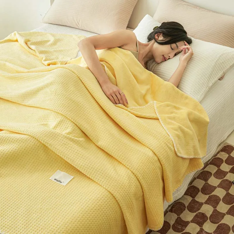 Waffle Thickened Blanket Office Sofa Nap Leisure Blanket Autumn And Winter Warm Milk Fleece Shawl Cover Blanket