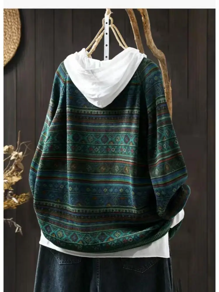 محبوك سترة للنساء 2025 الخريف الشتاء سترة جديدة محبوك تنوعا فضفاض Vintage سترة علوية غير رسمية بأكمام طويلة