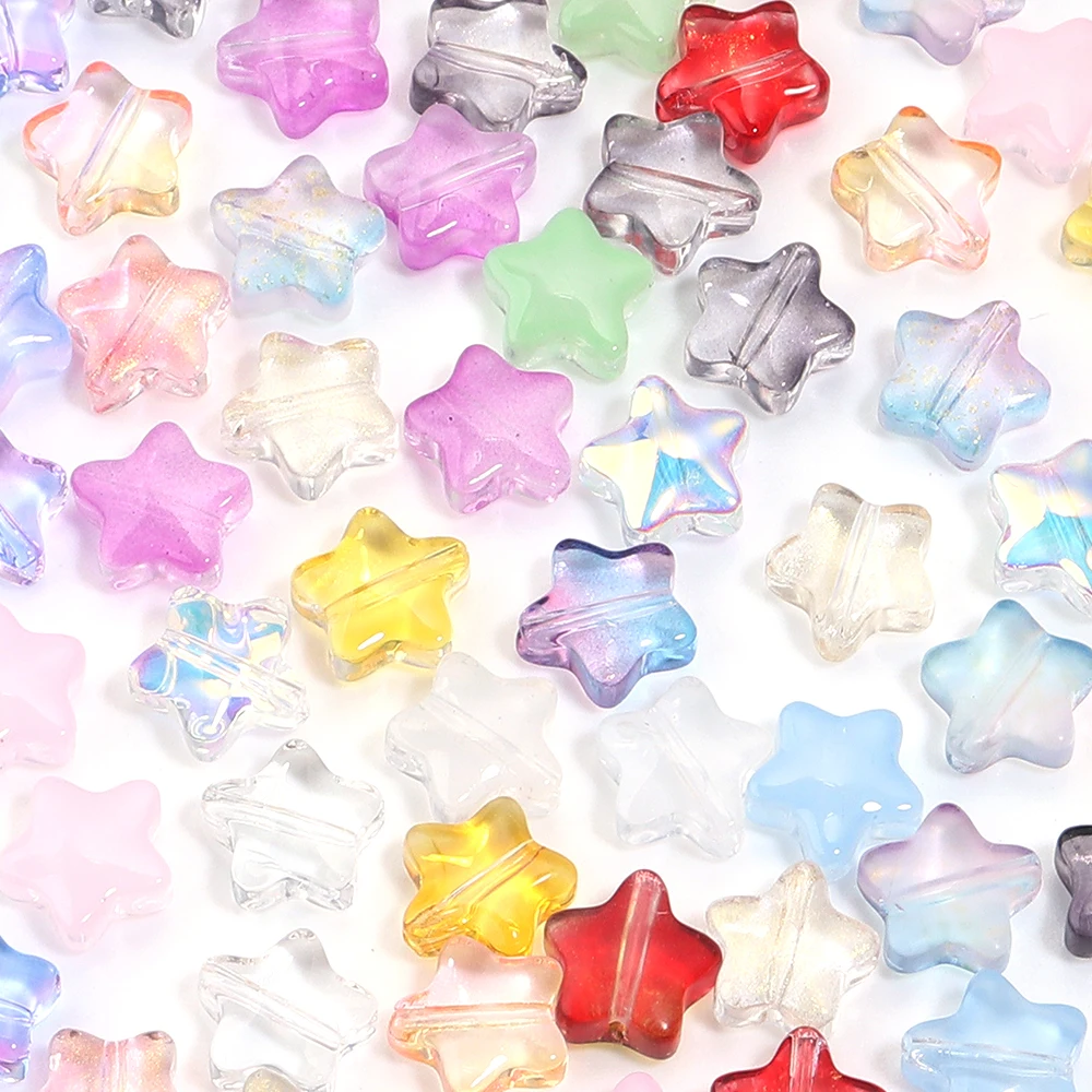 

50pcs Five-pointed Star Glass Beads Colorful Pentagram Glaze Beads Loose Spacer Bead For DIY Jewelry Making Bracelet Necklace