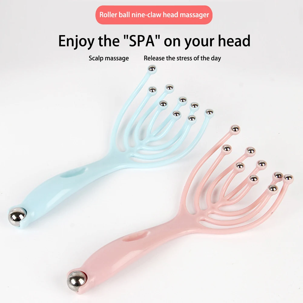 Nine Claw Head Massager Scalp Relax Massage Octopus Shape Scalp Relax Spa Deep Massage Nine Beads Massage Comb Massage Tools