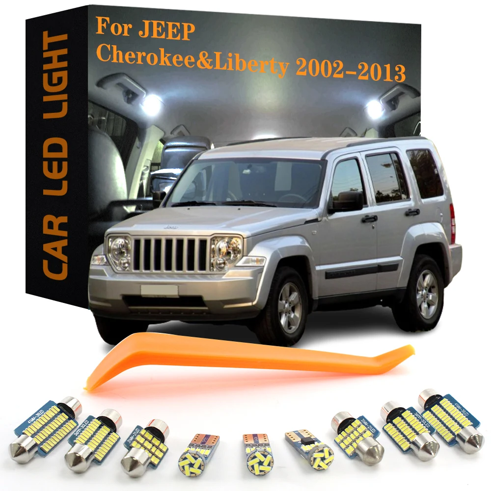 15pcs Canbus Car Accessories LED Interior Light For Jeep Cherokee Liberty KJ KK 2002-2013 No Error Dome Trunk License Plate Lamp