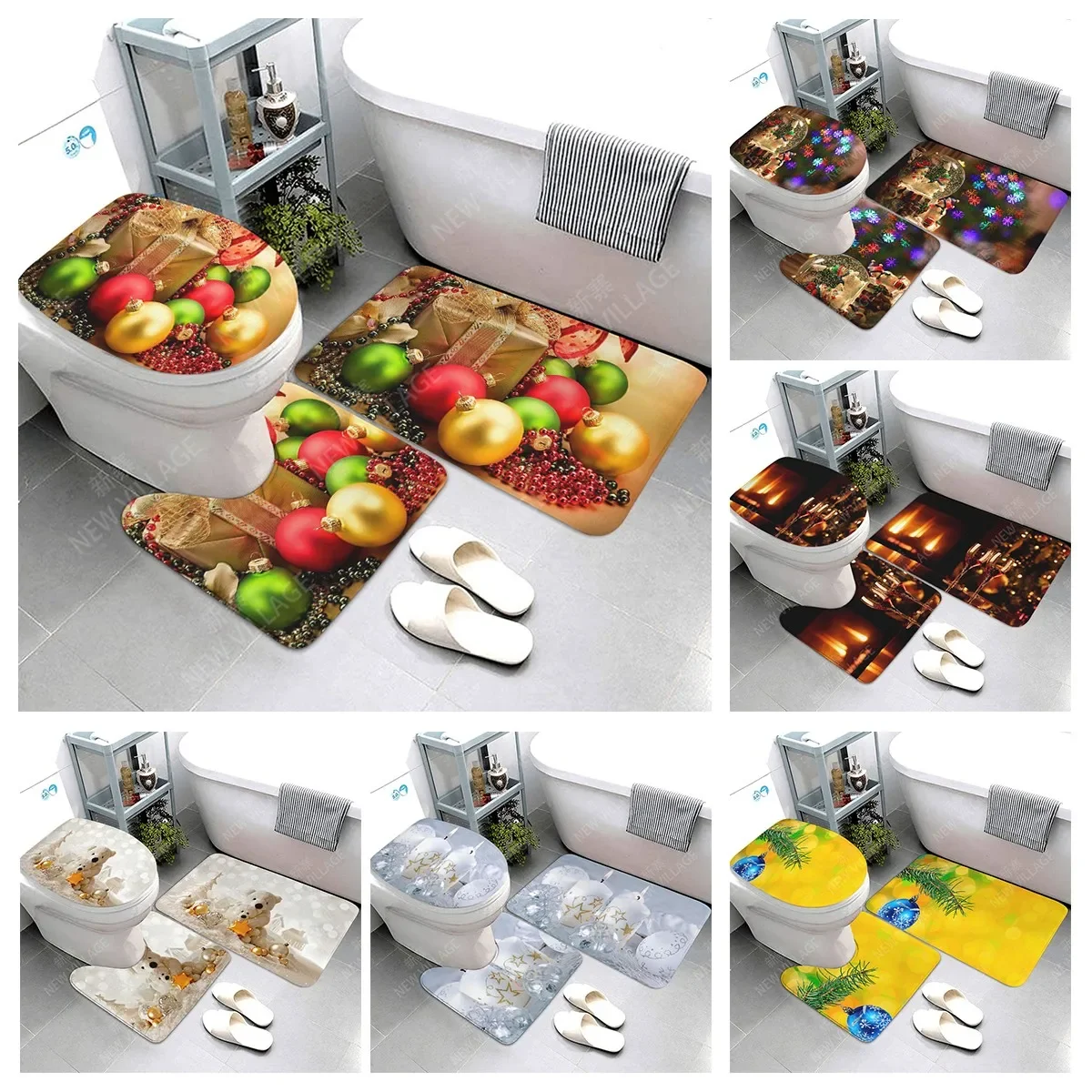 home bathroom floor mats Christmas decorations Bath Foot mat modern bathroom accessories rug Toilet mat Bathtub anti-slip carpet