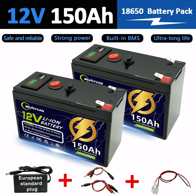 

12V 150Ah Lithium LiFeP04 Battery for Solar Charging,Fish Finder Marine Outdoor Camping Off-Grid Applications with USB Port