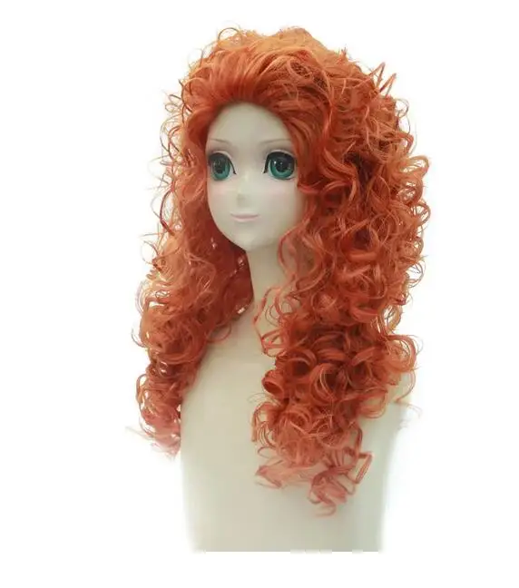 Peluca de Cosplay de pelo sintético, pelo largo y rizado, naranja, Lolita