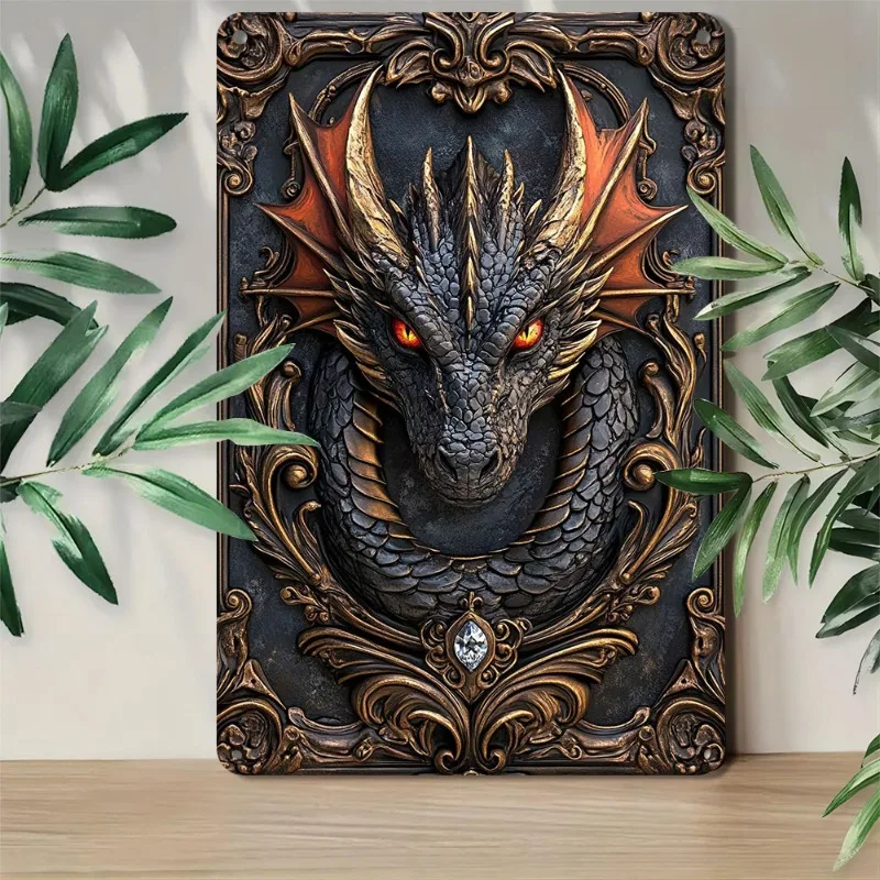 

1pc Dragon-Themed Metal Wall Art Plaques - Aluminum Decorative Signs for Halloween, Christmas, Easter, Thanksgiving, New Year