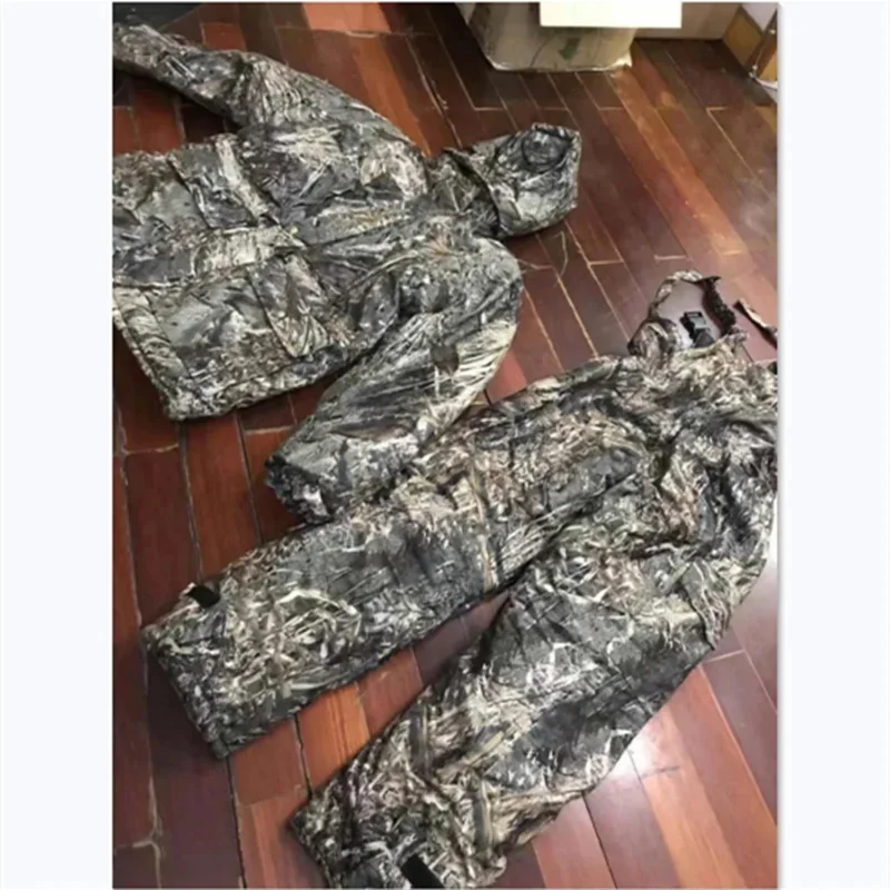 Jaket celana Ghillie tahan air setelan berburu kamuflase pakaian Sniper hutan Woodland set luar ruangan bionik Musim Dingin menonton burung