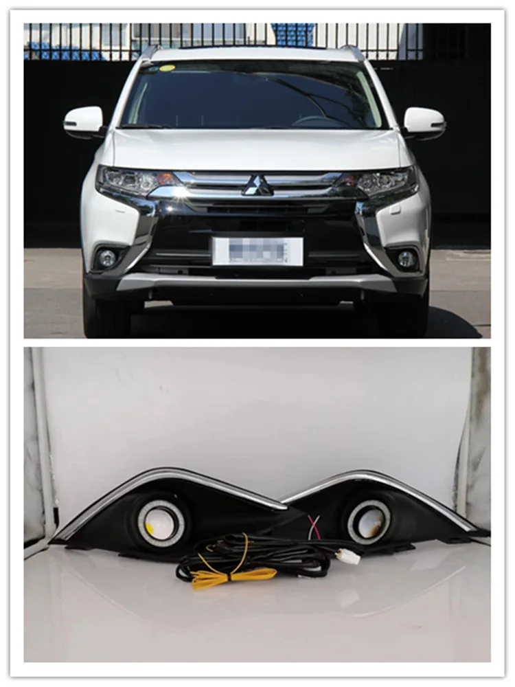 

LED Fog Lights Assembly For Mitsubishi Outlander 2016 2017 2018 2019 Front Bumper Fog lamp Replacement Angel Eye Daylight Kits