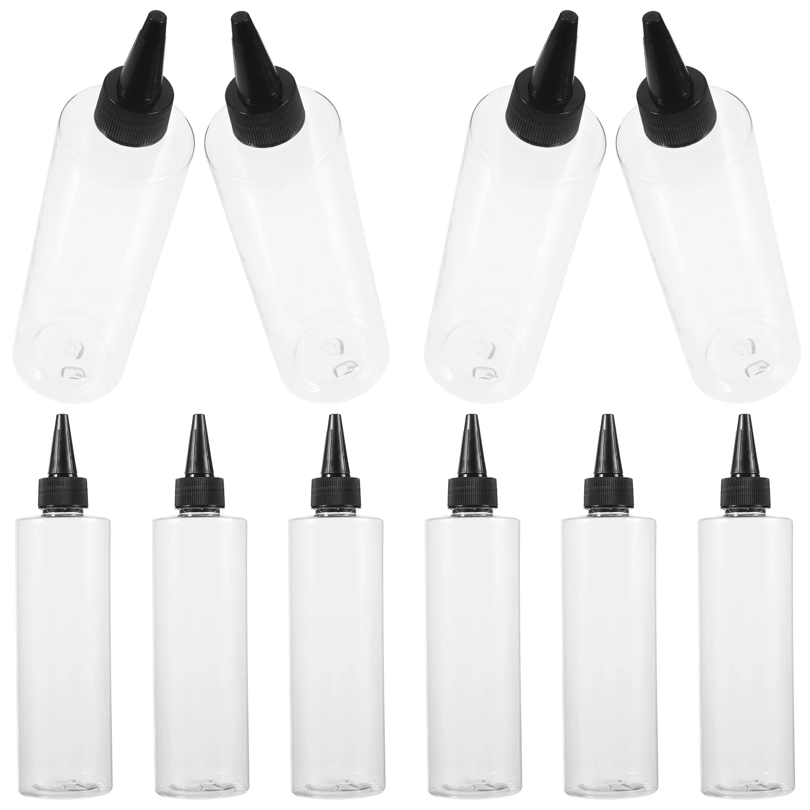 10pcs 250Ml Pointed Mouth Bottle Clear Pet Hair Dye Applicator Transparent Coloring Container For Shampoo Conditioner Scalp - Image 4