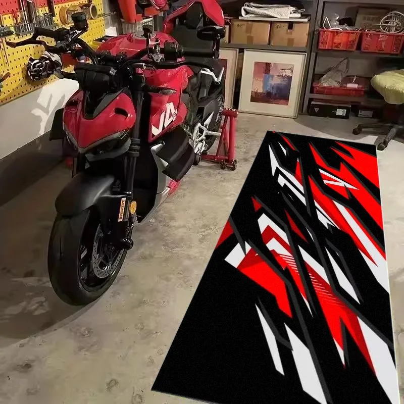 VIKAMA Red Sharp Angle Racing Pit Mat Anti Slip Oil Proof Rug For Garage Motorbike Maintenance Parking Display Carpet