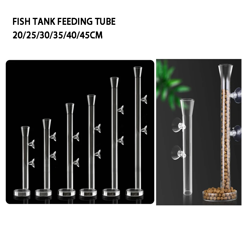 Aquarium Clear Glass Shrimp Feeding Tube Food Feeder Pipe Holder with Suction Cups Shrimp Fish Tank Glass Feeder Tube Supplies