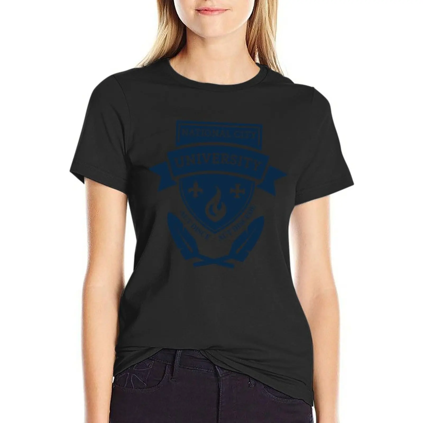 Camiseta de la Universidad De La Ciudad nacional para mujer, ropa estética hippie, camiseta de manga corta