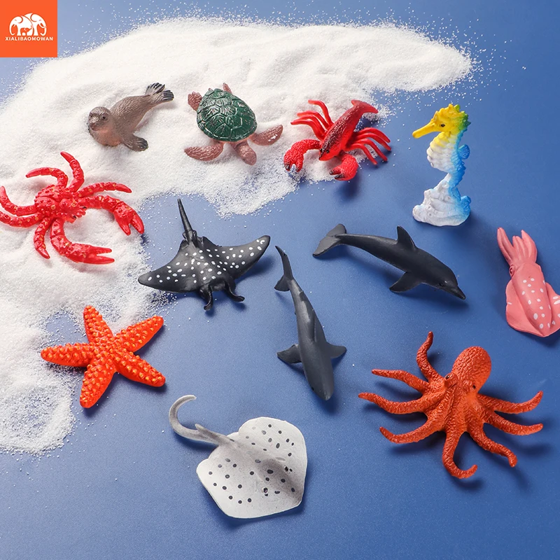 Set de 12 Figuras de Animales Marinos en Miniatura - Modelos de Peces Tropicales, Delfines, Mantarrayas y Tiburones, Juguetes Educativos de PVC para Niños, Regalo para Acuarios