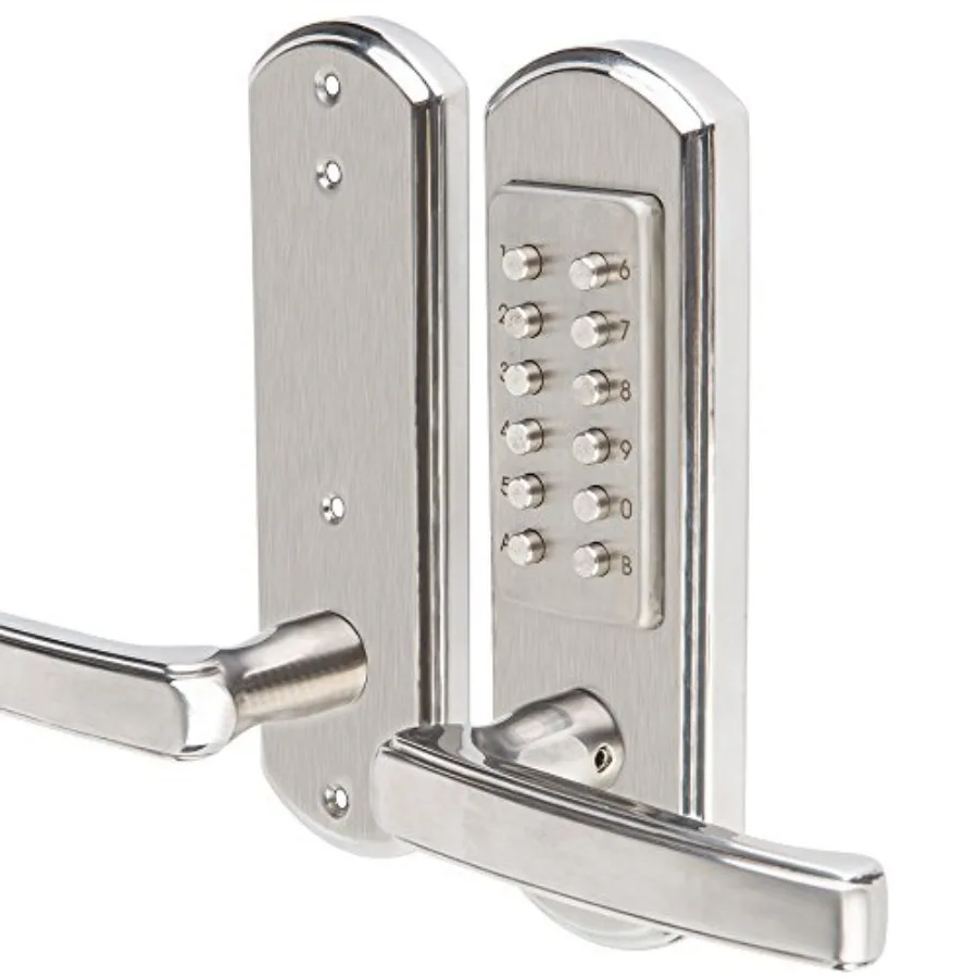 

Keyless mechanical combination door lock for inward-opening left-handed doors, stainless steel 304, silver, no deadbolt, right
