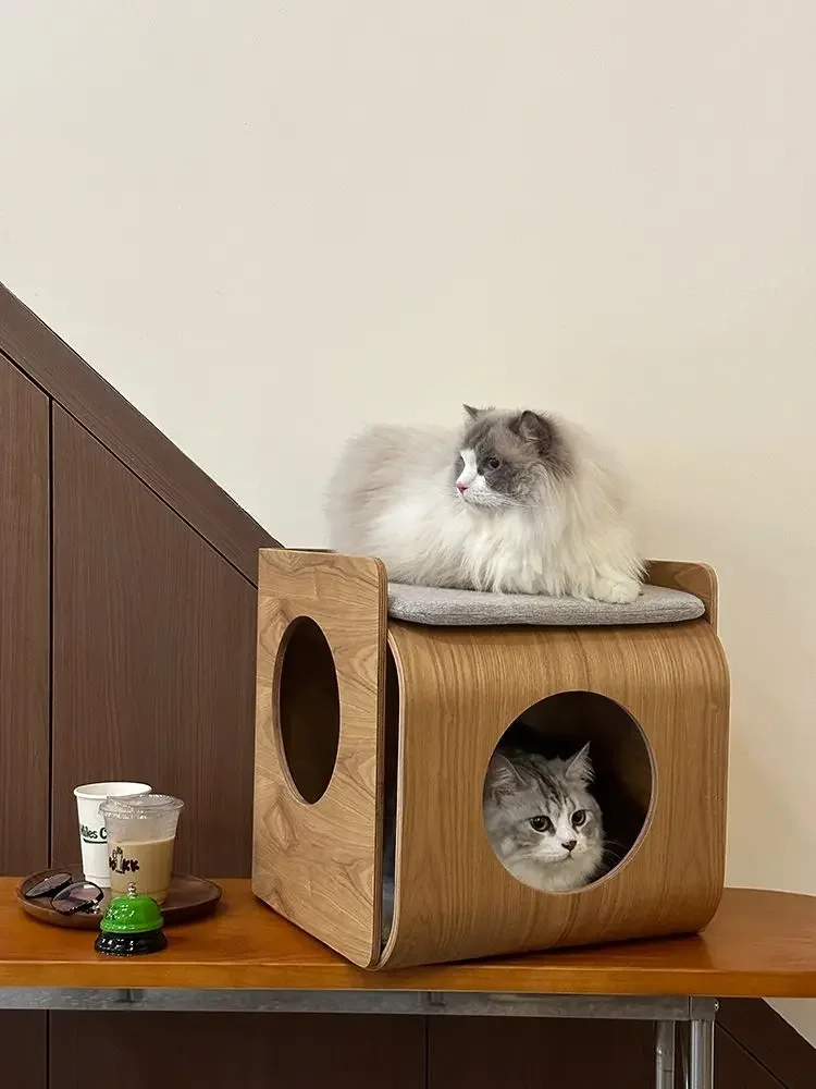 Tree Hole, Cat Nest, Tea Table Universal in Four Seasons, Removable and Washable, Shared By People and Pets, Wooden Stool, Pet