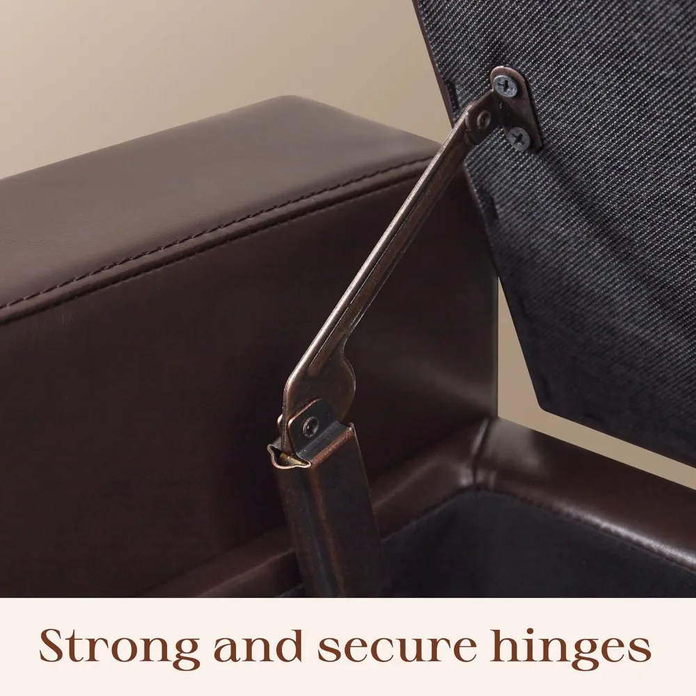 

Ottoman with Storage, Storage Ottoman Bench, Faux Leather Storage Bench for Bedroom with Safety Hinge, Bedroom, Customized