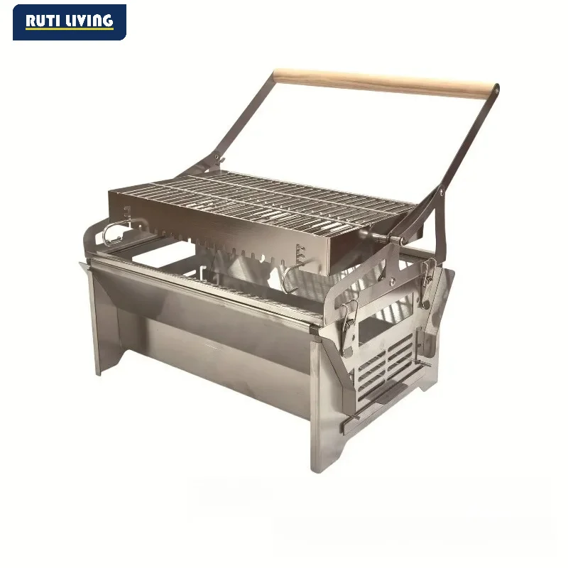 Electric Kebab Machine Flip Charcoal Barbecue Grill Household Outdoor Detachable Rotating Mesh Grill