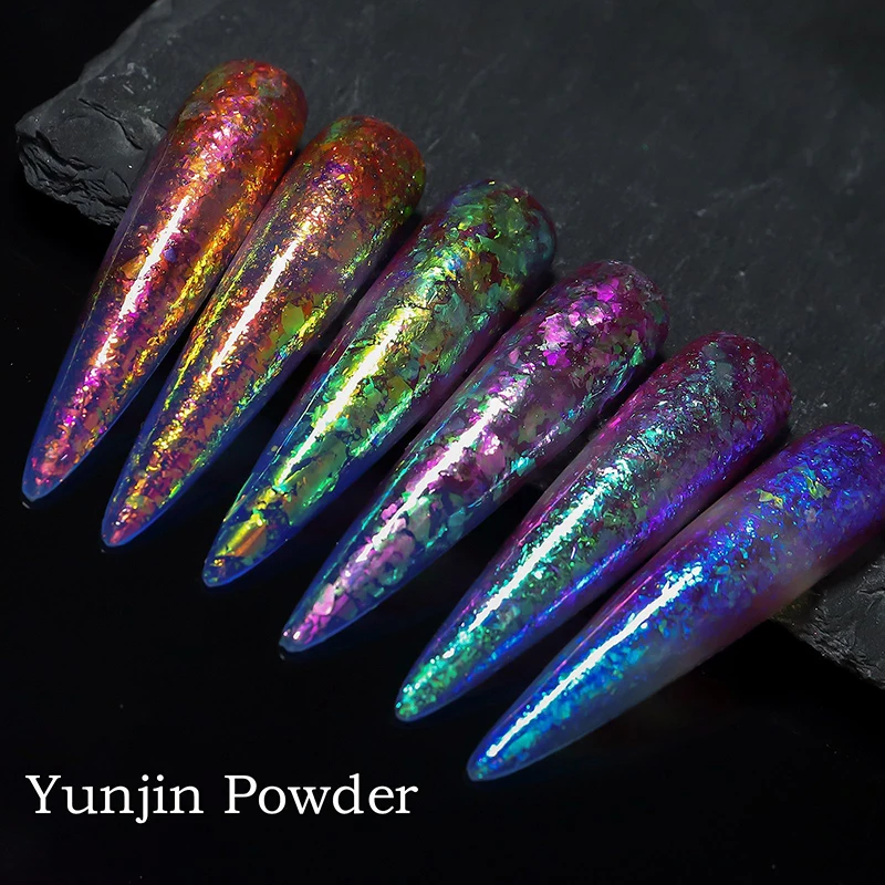 Doos Lovertjes Opaal Poeder Kleur Reflecterende Acryl Poeder Glitter Voor Nagels 0.3G Manicure Kunst Glitter Decoratie