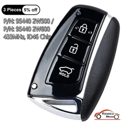 KEYECU 3 Buttons 433MHz ID46 Chip for Hyundai Santa Fe 2012-2017 Auto Smart Remote Control Key Fob 95440 2W500 / 95440 2W600