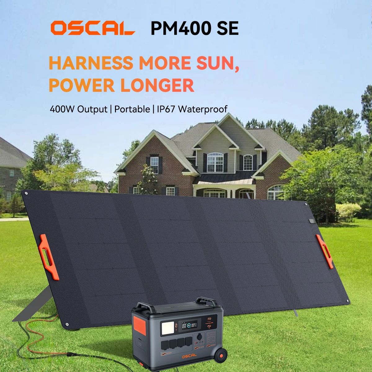 Outdoor-Werkzeuge OSCAL PM400SE Faltbares Solarpanel 400W Tragbares Solarladegerät Stromversorgung für Camping, Angeln, Wohnmobile, Netzunabhängige Outdoor-Notstromversorgung