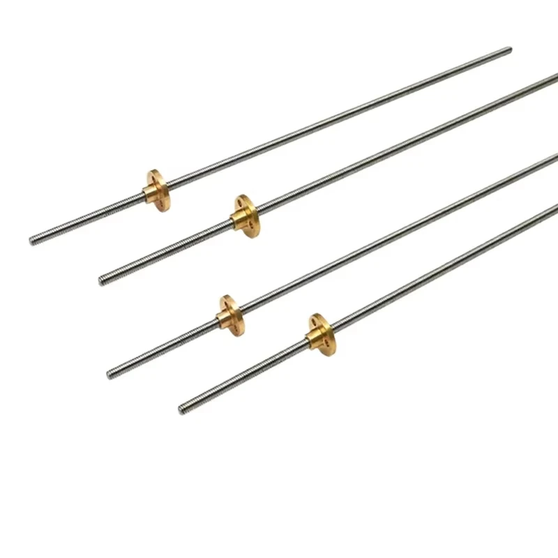 T5 Lead Screw 304 Stainless Steel Pitch 1mm Diameter 5mm Length 100/150/200/250/300/350/400/500/550mm Lead Screw with Brass Nut