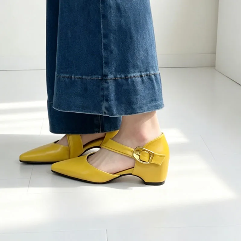 

Women Pointed Toe Mary Jane Shoes Sexy Leather Shoes New Sandals Elegant Work Flats Shoes Comfort Mujer Zapatillas