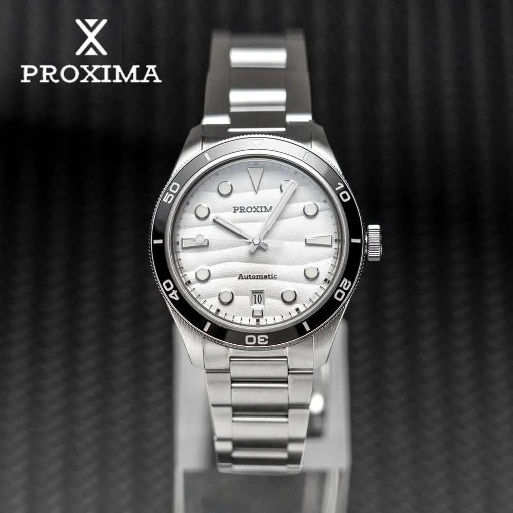 

Proxima PX1697-SM 39mm Men Watch Desert Texture Dial Bubble Sapphire PT5000 Automatic Mechanical Watches WR 20Bar Luminous