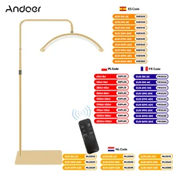 Andoer HD-M6X 36W Podłogowa lampa wideo LED w kształcie półksiężyca Światło wypełniające 3200K-5600K Możliwość przyciemniania z metalowym stojakiem oświetleniowym 180 cm / 70,9 cala