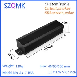 1 pieza 40*50*200mm caja de aluminio caja electrónica diy caja de extrusión szomk caja de proyecto de caja de aluminio electrónica