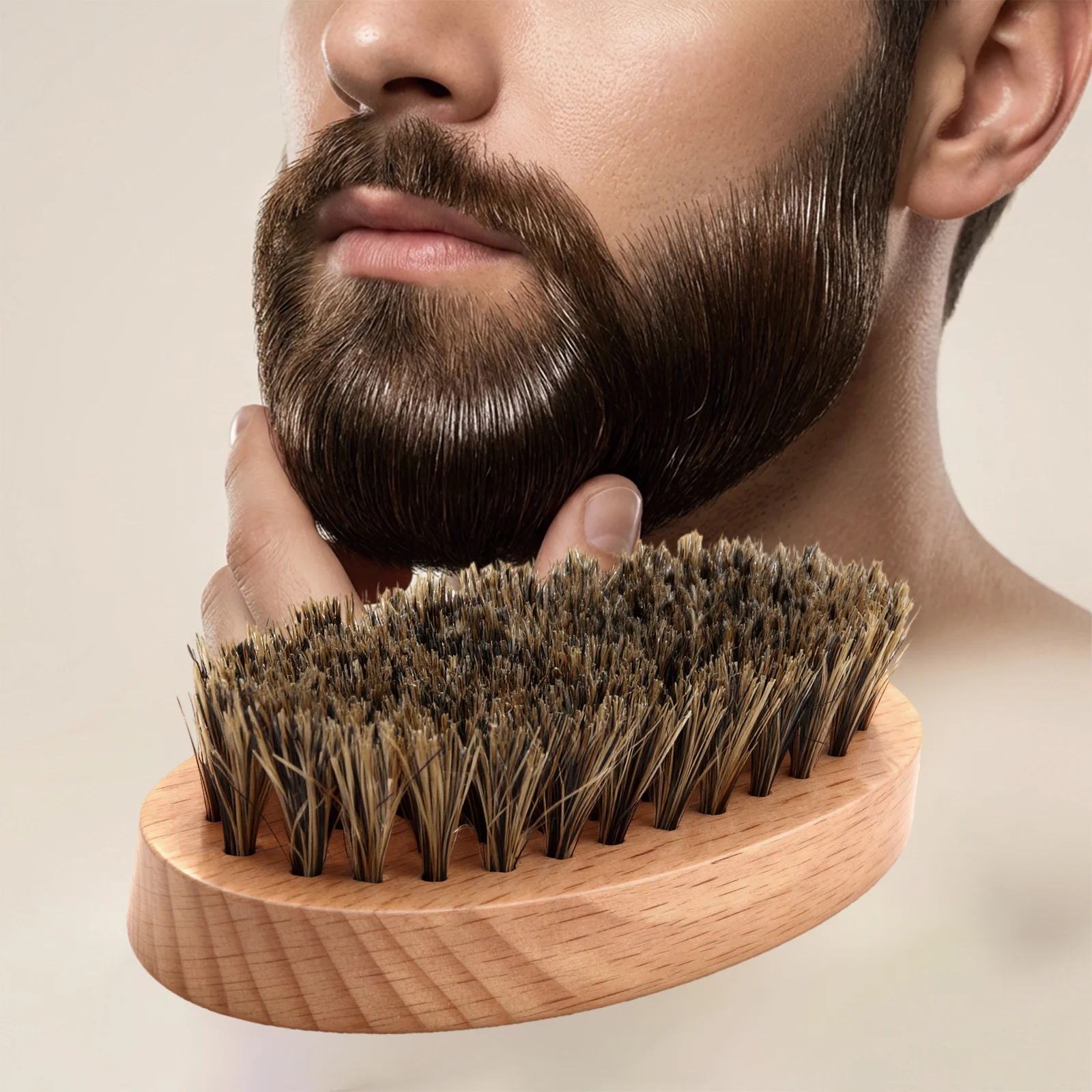 Boar Bristle Beard Brush, Daily Gentle Premium Care for Men, Soft Comfortable & Durable Portable Beard Grooming Tool
