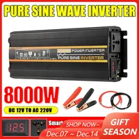 Pure Sine Wave Inverter 12V 24V TO 220V 8000W/6000W/4000W/3000W DC TO AC Voltage Converter Transformer with Universal Socket