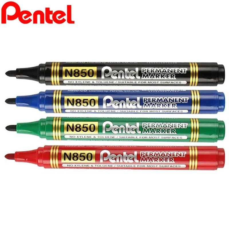 10pcs/Box Japan Pentel N850 Paint Marker 4.2mm Round Head Non-toxic Safe No-fade Waterproof Permanent Black Red Blue Marker Pen