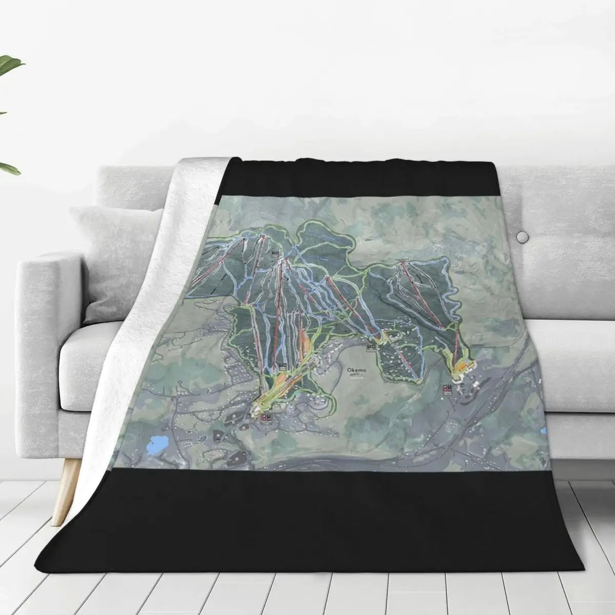 Okemo Resort Trail Map Blankets Flannel Breathable Sofa Throw Blankets For Home Bedroom Outdoor Throws Bedspread Quilt