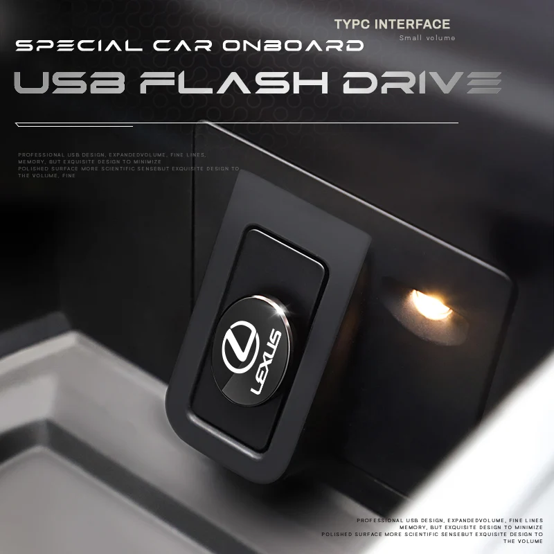 شعار السيارة U القرص محرك فلاش نوع C ذاكرة USB لكزس RX300 IS200 IS250 ES350 Ct200h UX250h NX300h RX350 ES300h RX400h IS300h #2