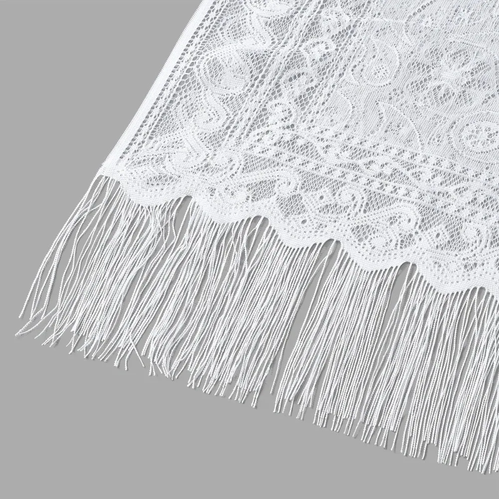 Tassel Patchwork Women Tulle Shawl V-Neck Cardigans Hollow Wedding Bridal Shawl Multicolored With Tassel Chapel Scarf Party