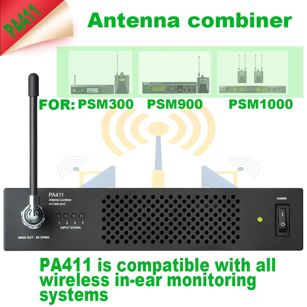 Paulkitson PA411 Antenna Combiner PA805 Passive Directional Antenna Compatible Wireless In-Ear Monitors PSM900 /PSM RF Manager