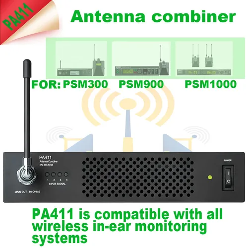 Imagen 2 del producto Paulkitson PA411 combinador de antena PA805 antena direccional pasiva Compatible con monitores intrauditivos inalámbricos PSM900 /PSM RF Manager