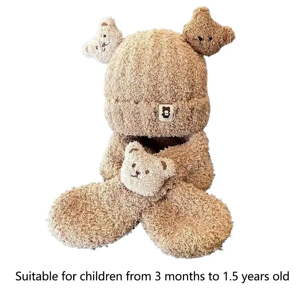 Sciarpa per cappello da orso soffice Sciarpa per cappello invernale con cappuccio per bambini dai 3 mesi ai 1,5 anni Cappellini con teschio in pile spesso