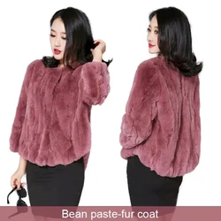 Fur Jacket Short Loose Winter Natural Real Rex Rabbit Fur Coat Jackets Women Luxury Size Furry Thick Warm Crew Neck Clothes