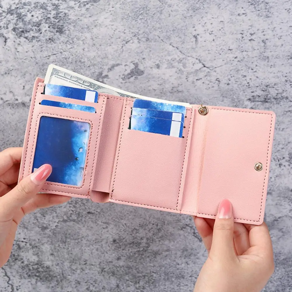 Money Bag Faux Leather Women Wallet Ultra-thin Cards Case  Stylish Large Capacity Tri-fold Slim Wallet Purse